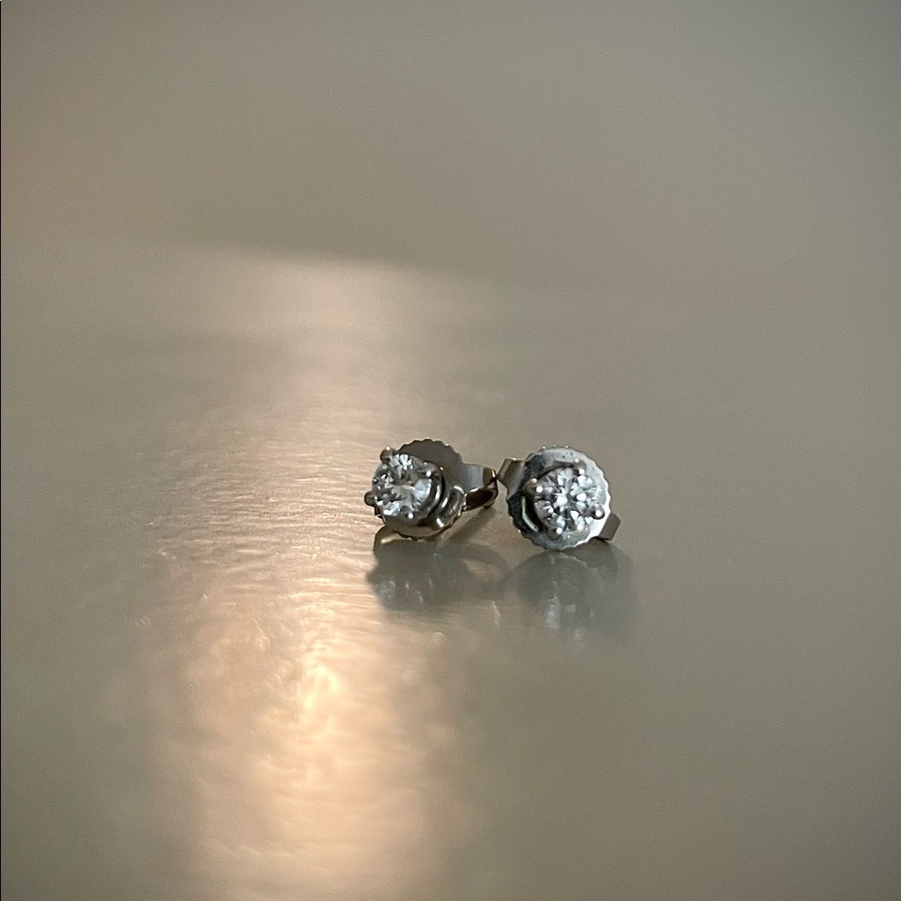 Tiffany Solitaire Diamond Stud Earrings .22 carat